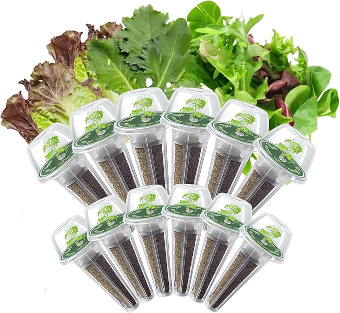 Mixed Greens Seed Pods Kit for Hydroponic, 12 Pods Grow Anything Hydroponics Kit for Indoor Garden, Hydroponics Supplies with 12 Grow Sponges, 12 Plant Baskets, Lettuce Seeds - 12 POD