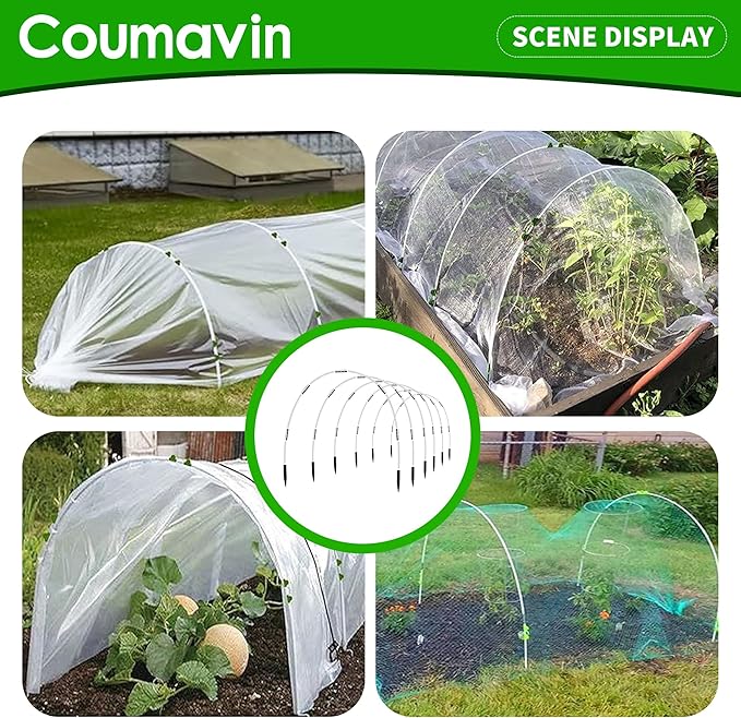 72 PCS Greenhouse Hoops for DIY Grow Tunnel Set, Garden Hoops for Raised Beds Row Cover, Flexible Fiberglass Plant Hoop Frame Support DIY Hoops Kit Garden Stakes for Outdoor, Blue