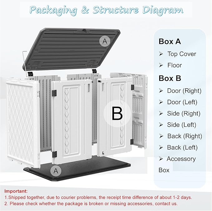 Horizontal Outdoor Storage Shed, 34 Cu.ft Outdoor Storage Cabinet Waterproof for Garden/Backyard/Home/Pool, Lockable (Off White)