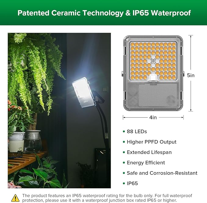 SANSI Grow Lights for Indoor Plants, Dimmable 45W Plant Lights for Indoor Growing, 88 LEDs Full Spectrum Plant Grow Light Adjustable Tripod Stand 33-58 Inches, Auto On/Off Timer with Remote Control