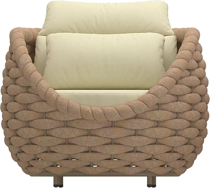 Aluminum Outdoor Patio Furniture Set with Coffee Table, 6 Piece Patio Conversation Sets with Washable Cushions Covers, Patio Sectional Furniture Set for Porch, Balcony, Deck, Yard, Light Brown