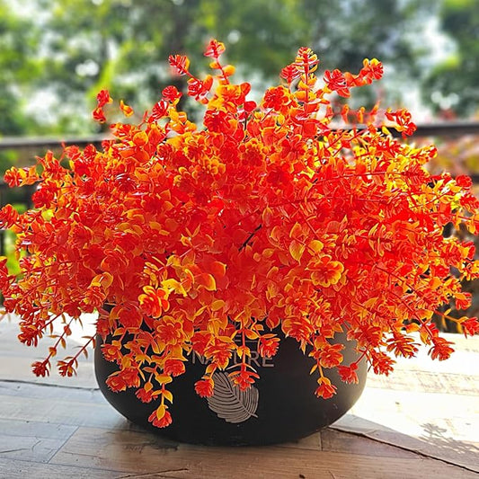 Fall Artificial Flowers for Outdoors Fake Plants - 12 Bundles Face Mums Outside Greenery UV Resistant No Fade Faux Shrubs Home Garden Porch Patio Decoration Office Thanksgiving