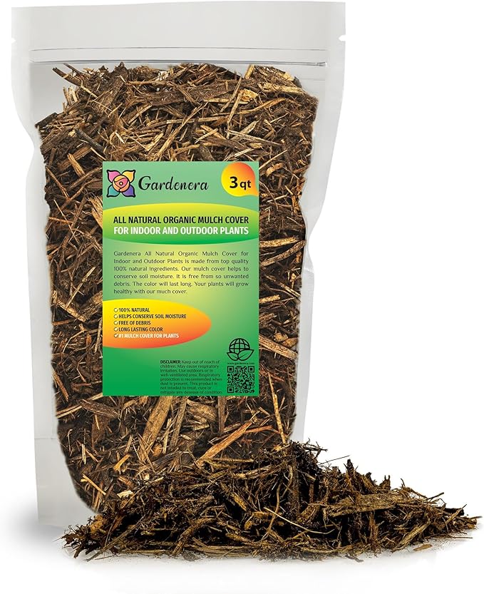 GARDENERA Natural Mulch Cover - Improve Soil Health and Moisture Retention for Thriving Plants - 3 QUARTS