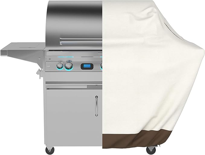 Amazon Basics Gas Grill Barbecue Cover for Outdoor, Waterproof, Anti-UV, Durable, 65 inch, Large, Beige