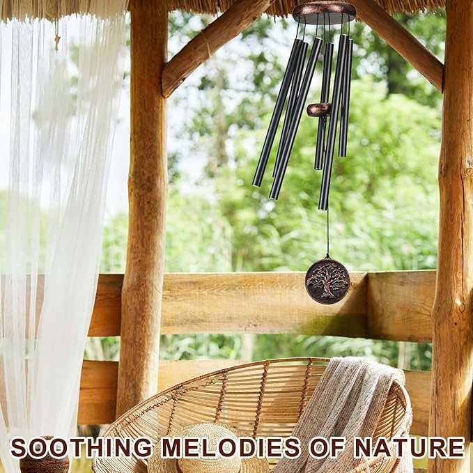 Memorial Wind Chimes for Outside, Sympathy Gifts for Loss of Loved One, Memorial Gift for Loss of Mom Dad Grandparent, Vintage Tree of Life Deep Tone Windchimes Outdoor (32" Tree of Life)