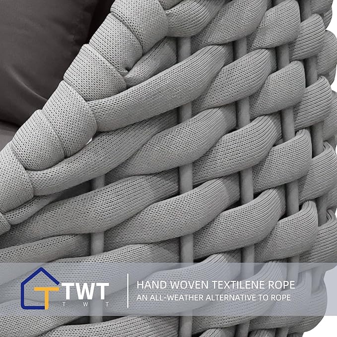 TWT Aluminum Outdoor Patio Furniture Set, 4 Textilene Armchairs Modern Outdoor Conversation Set Outdoor Single Sofa with Upgrade Cushion and Coffee Table for Balcony