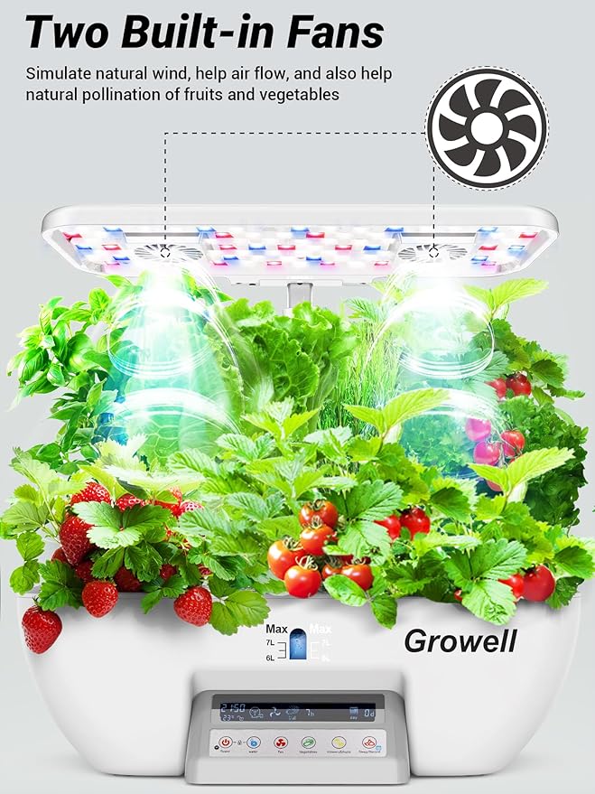 Hydroponics Growing System Kit, 17 Pods Herb Garden with 102 28W Full-Spectrum Grow Lights & 2 Fans, Indoor Garden with Water Pump, 10L Water Tank, Auto Timer, Height Adjustable (White & Grey)