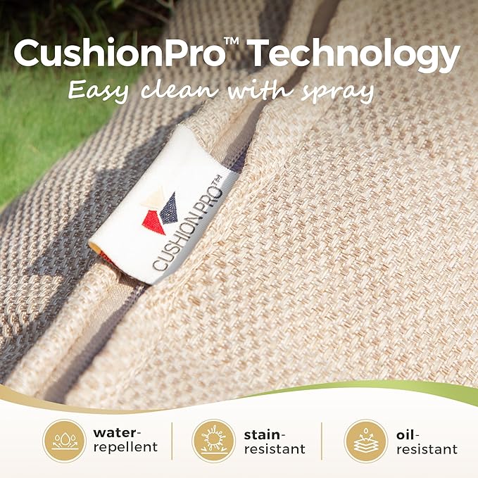 Patio Furniture Set 5 pcs, Outdoor Patio Furniture, 3-Seat Sofa, 2 Swivel Chairs, 2 Ottomans and 5.75" Extra Thick Cushion, Patio Conversation Set for Garden Backyard Deck,Beige