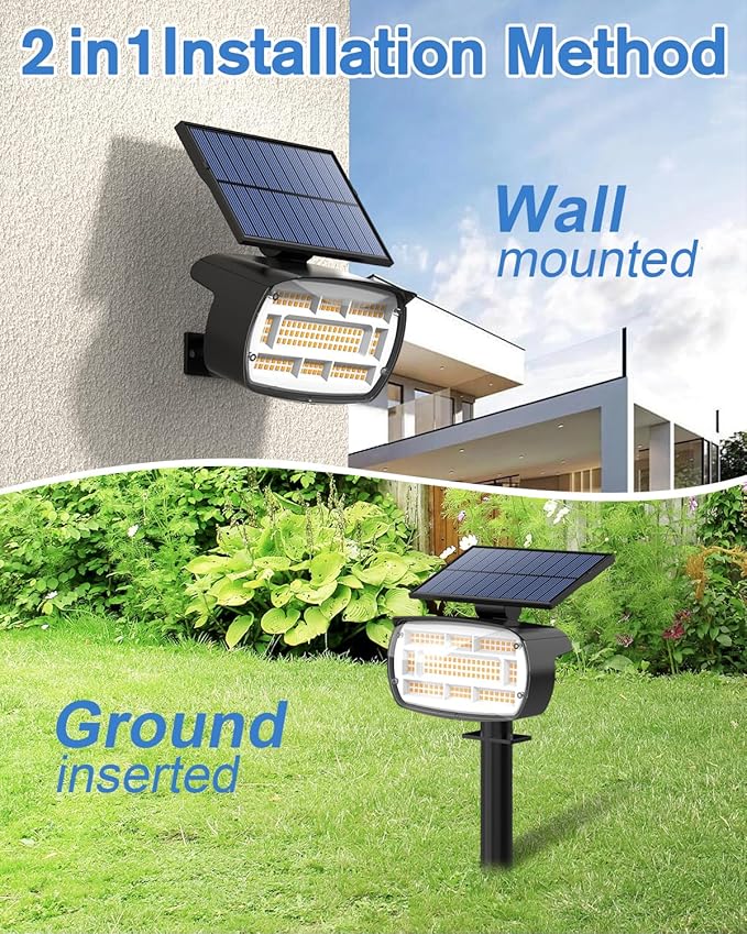 Fabrito Solar Spot Lights Outdoor 136 LEDs, Big Brighter Lighting Solar Lights Outdoor, 4 Pack IP65 Waterproof Landscape Spotlights Auto On/Off for Yard, Garden, Pathway, Plants,Tree (Warm White)