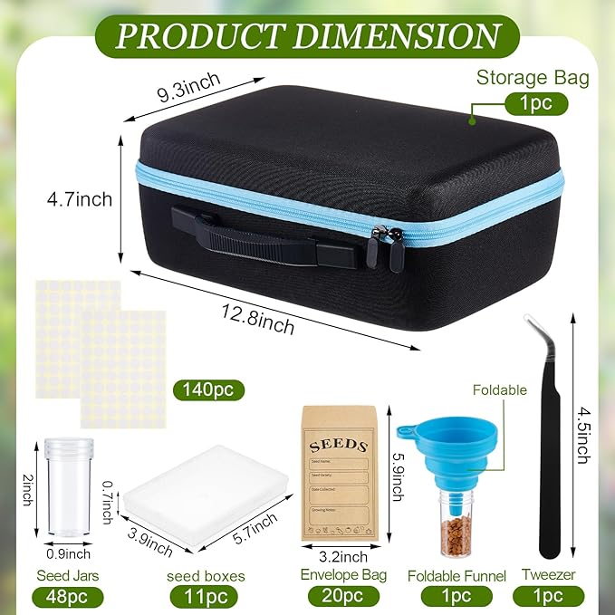 59 Slot Seed Storage Organizer Kit Large Capacity Storage Container with Slot Seed Organizer Boxes, Envelopes, Labels, Zipper Bag, Tweezers, Funnel for Vegetable, Flower, Plant Garden