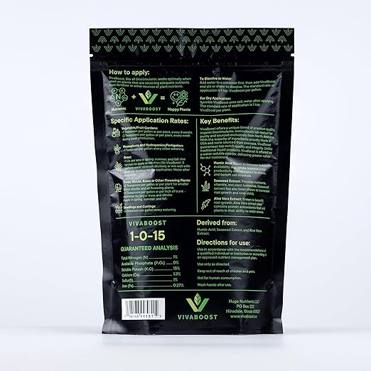 VivaBoost™ Premium Organic Biostimulant Blend, Made in USA, OMRI Listed Organic Fertilizer. Boost Vegetables, Blooms, and Indoor Plants. Fertilizer Booster, 1 Lb.