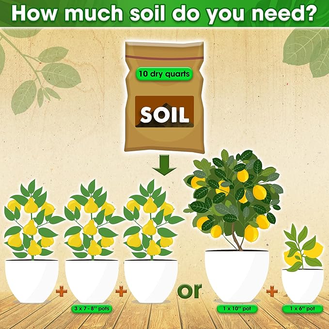 DUSPRO Recycle Citrus Tree Potting Soil Mix for Potted Lemon Tree, Specialized for Oranges, Fruit Tree Indoor Planting Pre-Mixed 4-in-1 Ready to Use (6 Quarts)