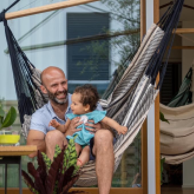 La Siesta® - XL King Habana Cotton Hanging Hammock Chair, Indoor Outdoor Hammock Swing Chair, Boho Hanging Chair Bedroom Patio, Max 355 Lbs, Zebra