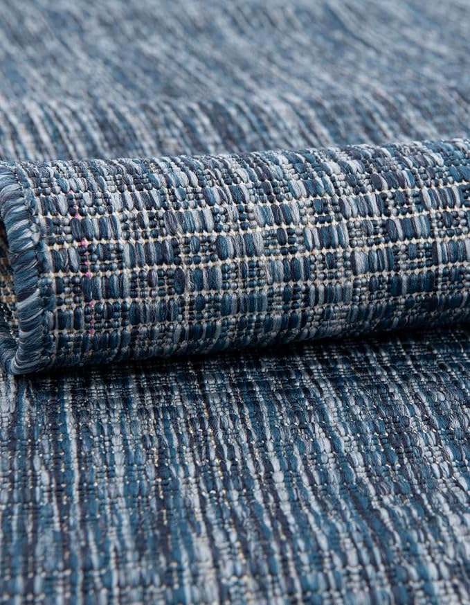 Unique Loom Outdoor Solid Collection Area Rug (10' Round Blue/Navy Blue)