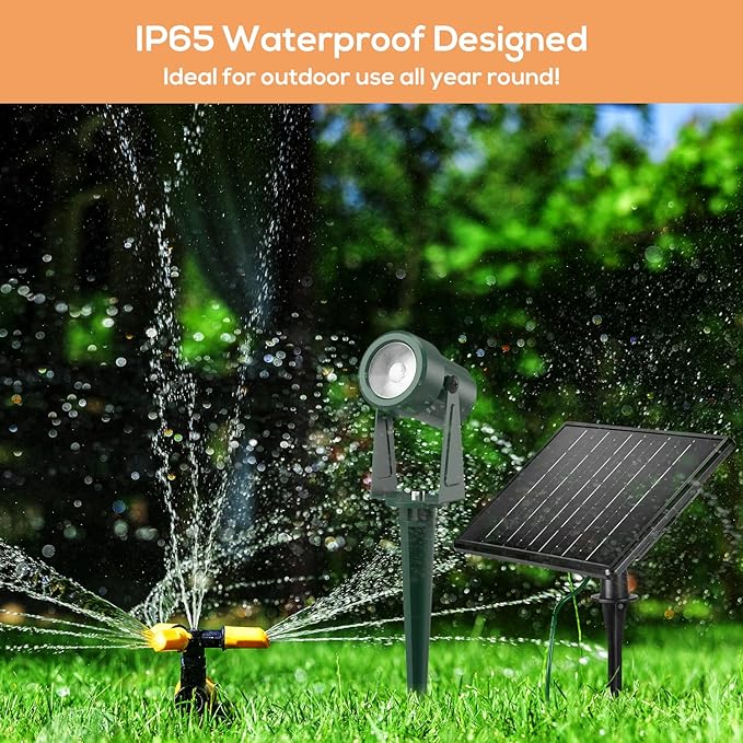 ZYAN Solar Powered Landscape Spotlights, Green Cord Solar Spot Lights Outdoor Auto On/Off, Waterproof Landscape Lighting for Yard, Garden, Lawn, Plant, Tree, Wall, Fence (Warm-White, 4 Pack)