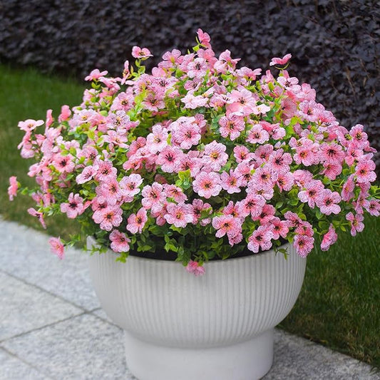 Pink Artificial Outdoor Flowers 12 Bundles Vibrant Wild Flowers Silk Daisy Faux Floral Plants Arrangements for Porch, Yard, or Flower Bed Decor (Pink Daisy)