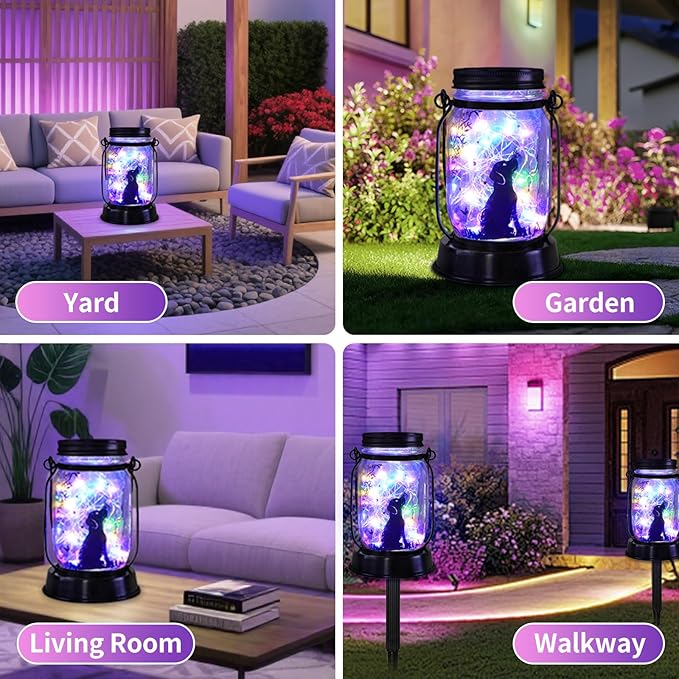kyoryuger Dog Solar Colorful Lanterns Dog Lover Gifts for Women Men Dog Lovers Gifts Hanging Dog Lanterns with Stake for Yard Lawn Garden Decor Waterproof Dog Lights Torches