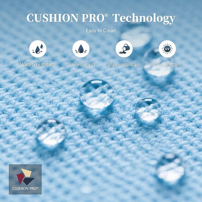 6 Piece Metal Outdoor Patio Furniture Sets, Patio Conversation Sets 1 3-seater Sofa, 4 Single Sofa with 5.75" Extra Thick Cushion and Coffee Table, White Frame Backyard Furniture, Blue