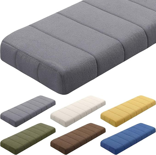 Wenqik Bench Cushion 42x16x4 Inch for Indoor Outdoor Furniture Tufted Thicken Bay Window Seat Cushion Non Slip Waterproof Dining Piano Bench Pad Pillow Anti Cat Scratch for Patio Porch Swing, Gray