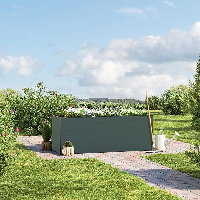 Christina 2.5 ft Tall Raised Garden Bed (2.5'W x 6.4'L), Anthracite Gray