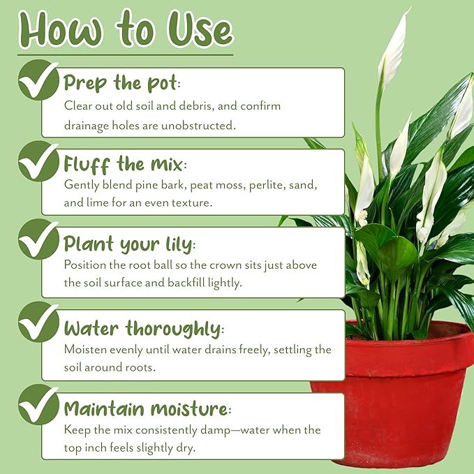 Peace Lily Potting Soil Mix (12 Quarts), for Planting, Growing, or Repotting Peace Lily Plants