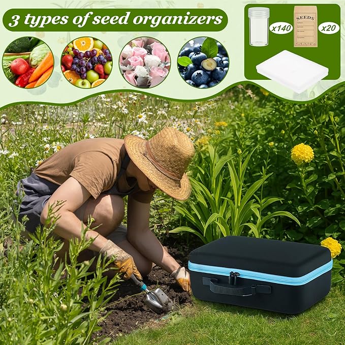 59 Slot Seed Storage Organizer Kit Large Capacity Storage Container with Slot Seed Organizer Boxes, Envelopes, Labels, Zipper Bag, Tweezers, Funnel for Vegetable, Flower, Plant Garden