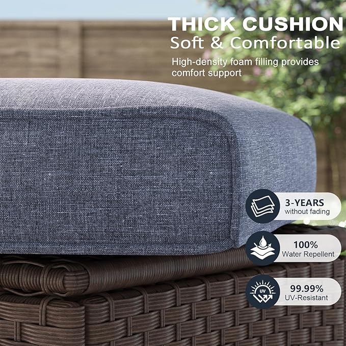 LayinSun 5 Piece Wicker Patio Furniture Set, Classis Outdoor Conversation 360 Degree Swivel Chairs Set with Coffee Table