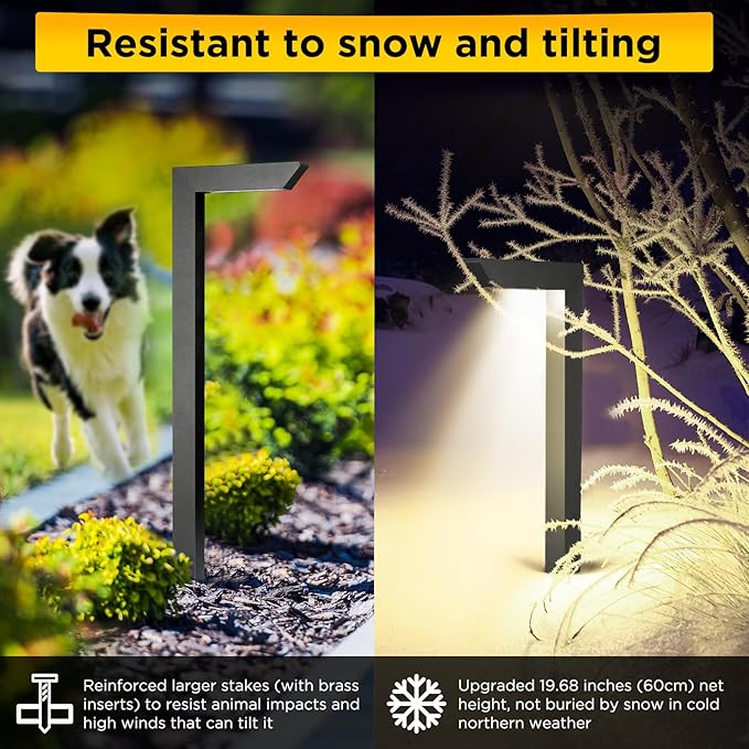 Gardencoin 3CCT LED Low Voltage Landscape Pathway Light, 12V Premium 3000K/4000K/5000K Selectable Path Lights Wired, Modern Walkway Lights Outdoor, Higher Housing with Larger Stake (19.71IN, 4pack)