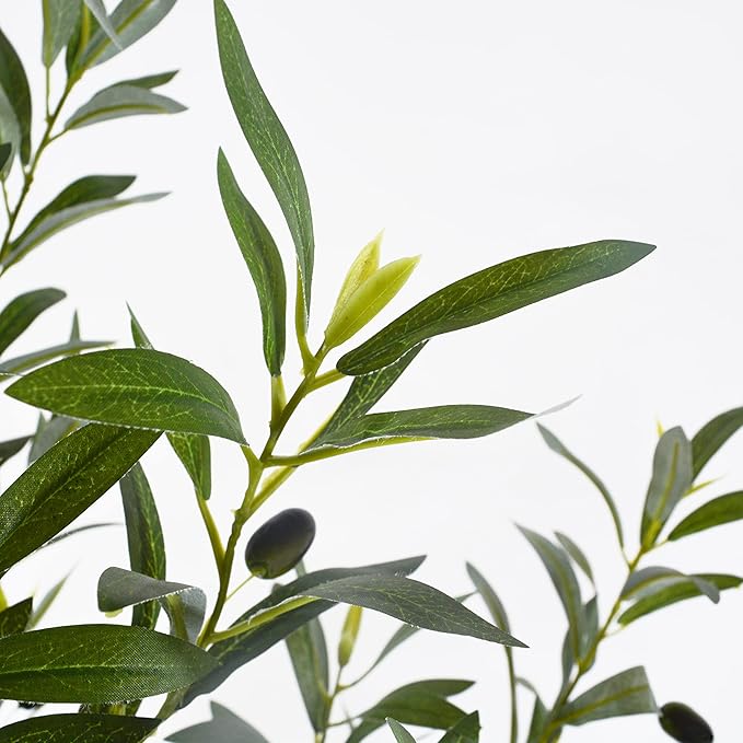 5ft (60”) Artificial Olive Tree, Tall Fake Olive Plant, Faux Olive Silk Tree for Mordern Indoor Home Livingroom Office Floor Corner Décor
