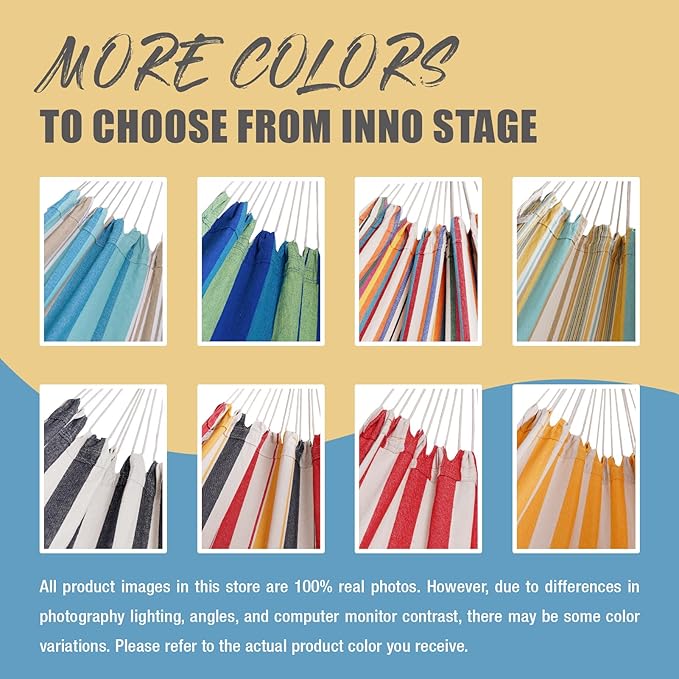 INNO STAGE 2 Persons Hammock - Brazilian Double, Portable Camping Bed for Patio, Backyard, Porch, Outdoor & Indoor Use - Soft Cotton with Carrying Bag