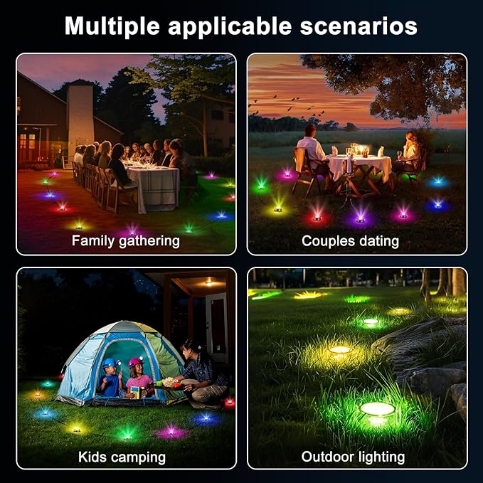 RGB Outdoor Ground Lights, 200Ft Color Changing Pathway Lights with Remote & App Control, Waterproof Walkway Lighting, Wired for Garden Yard Lawn Patio Best for Holiday Party (100FT)