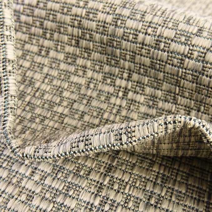 Unique Loom Collection Casual Transitional Solid Heathered Indoor/Outdoor Flatweave Area Rug (10' x 13' Rectangle, Light Gray/Ivory)