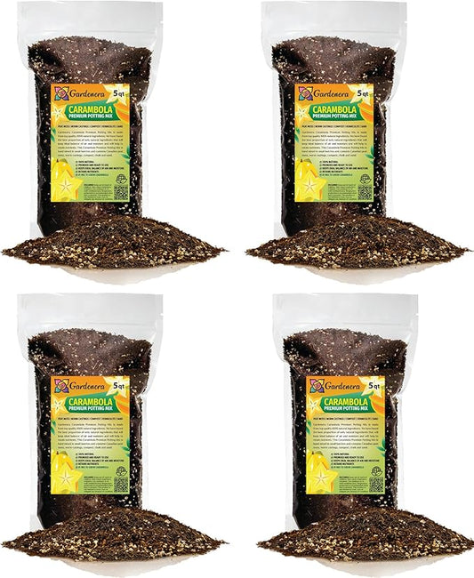GARDENERA Premium Carambola Potting Soil Mix - Perfect Balance of Nutrients, Drainage, and Aeration for Thriving Starfruit Trees - 20 Quart