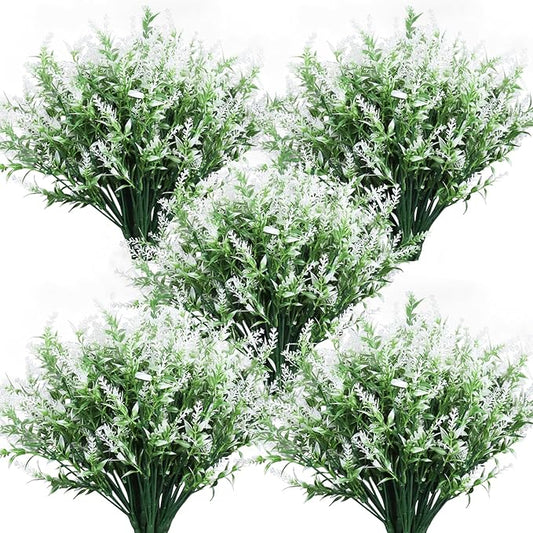 RECUTMS 36 Bundles Artificial Flowers for Outdoors, Artificial Plants UV Resistant Fake Flowers Greenery Faux Plants Outdoor for Decoration Outdoor Plants Hanging Planter Home Garden Decor(White)