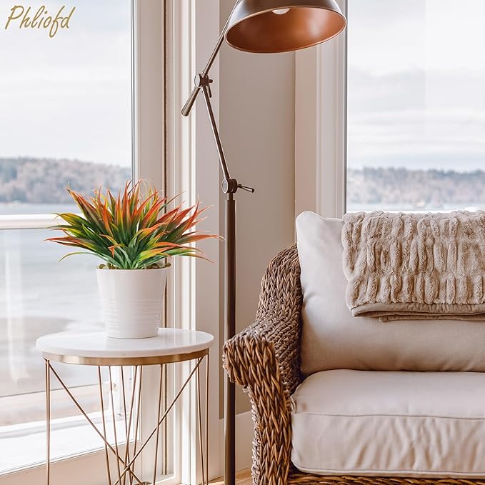 6Pcs Artificial Grass Fake Plants 17.3in Outdoor Plastic Plants UV Resistant Greenery Fake Grass for Home Window Garden Office Patio Hanging Planter Pathway Front Porch Décor Red