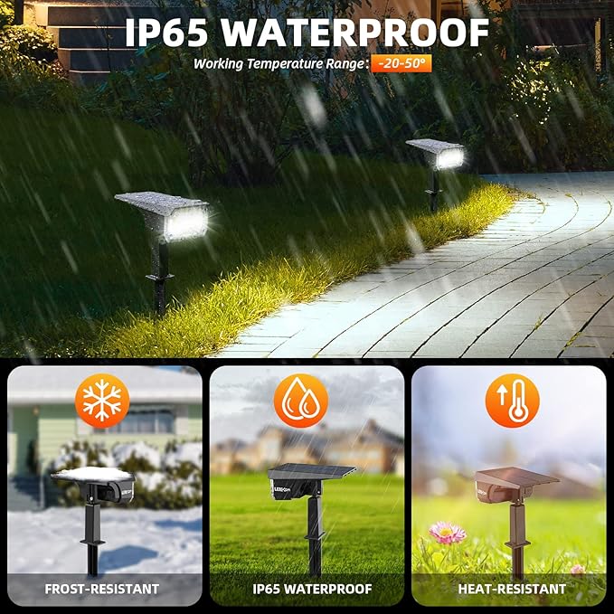 Solar Spot Lights,IP65 Waterproof 40 LED's Landscape Spotlights,3 Modes Outdoor Garden Lights, 360 Adjustable Lighting Angle, Solar Powered Wall Lights for Yard Porch 10 Pack