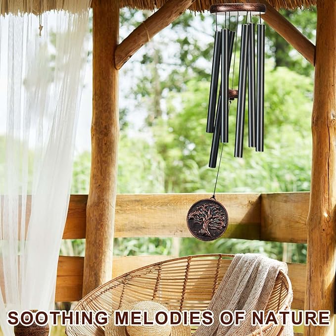 Memorial Wind Chimes for Outside, Sympathy Gifts for Loss of Loved One, Memorial Gift for Loss of Mom Dad Grandparent, Vintage Tree of Life Deep Tone Windchimes Outdoor (34" Tree of Life)