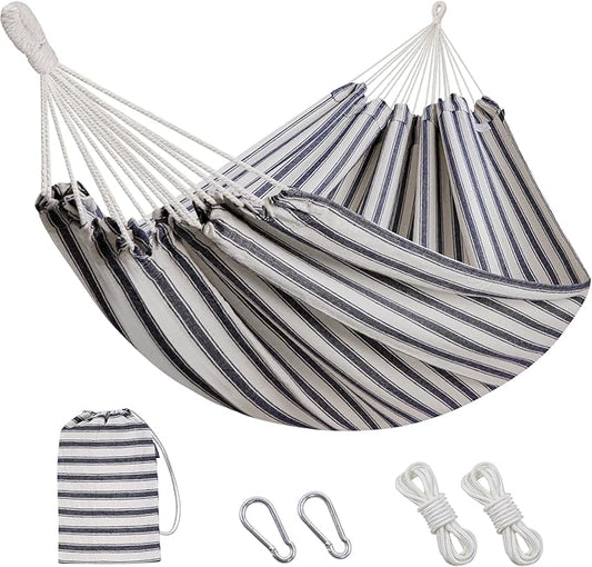 Brazilian Hammock with Tree Straps - Cotton Hammocks Portable Hammock with Carry Bag for Backyard, Porch, Outdoor and Indoor Use