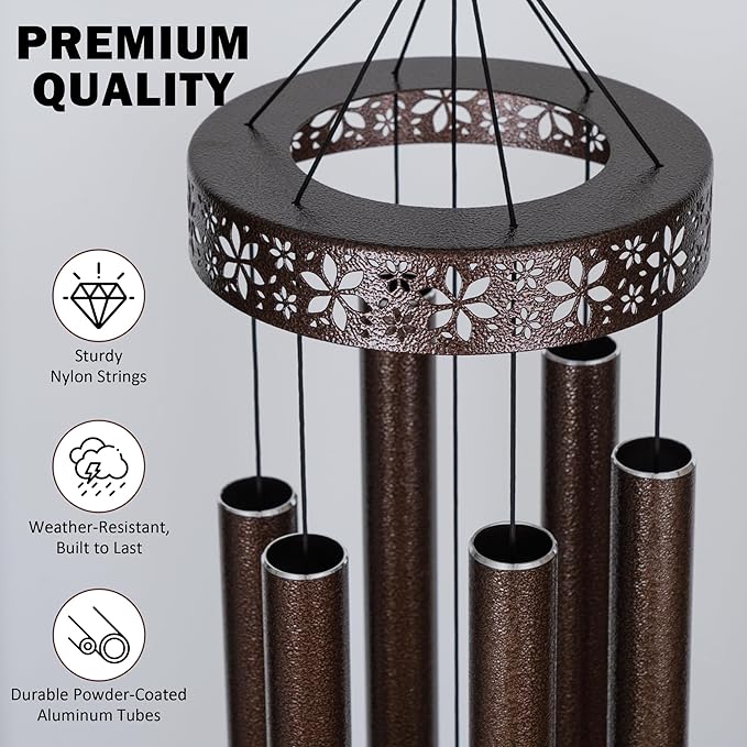 Extra Large Wind Chimes for Outside Deep Tone - 58'' Outdoor Clearance, Deep Tone Wind Chimes, Memorial Wind Chime, Sympathy Gift, Patio Yard, Home Décor, Bronze (58" Bronze)