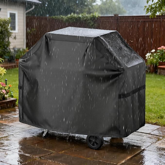 LBTING Grill Cover, 60-inch Heavy Duty 300D Oxford Waterproof Windproof UV Resistant BBQ Gas Grill Cover for Outdoor Barbecue Fit Most Brands Weber, Brinkmann, Char Broil, Holland