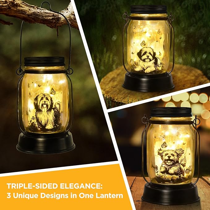 kyoryuger Shih Tzu Gifts for Women/Men Shih Tzu Solar Lanterns Dog Mom Birthday Dog Lovers Lantern Pet Loss Pet Memorial Lights Solar Garden Decoration for Yard, Patio,Backyard,Porch Torches Light