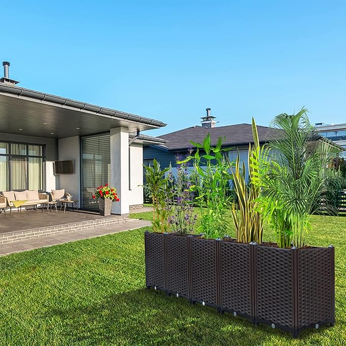 Raised Garden Beds Outdoor for Vegetables, Flowers, Herbs, Garden Box with Drain Outlet, Heat and Frost Resistance Planters