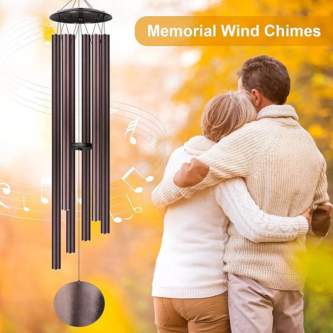 66" Large Wind Chimes for Outside Deep Tone with 6 Heavy ⌀ 1.2" Tubes - Soothing Windchimes Outdoors for Garden Patio Hanging Decor, Memorial Sympathy Gifts for Loss of Loved One (Bronze, 66")