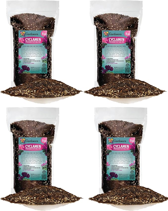 Gardenera Premium Cyclamen Potting Soil Mix - Perfect Balance of Nutrients, Drainage, and Aeration for Thriving Blooms - 20 Quart