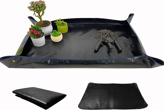 Extra Large 43in*30in Plant Repotting Mat, Waterproof, Foldable, Reusable, Black