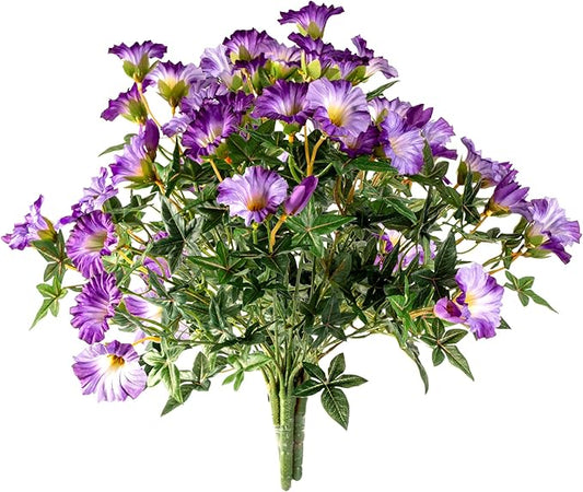 UV Resistant Artificial Petunias 13.3In Fake Flowers 4PCS Artificial Flowers for Outdoors Silk Flowers Fake Hanging Basket Plants Suitable for Outdoor Porch Decor Patio Decor, Light Purple