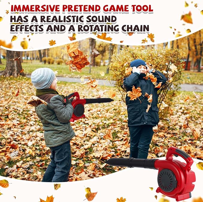 2 Pcs Toy Gardening Tool Set for Kids Leaf Blower, Toy Weed Trimmer Battery Powered Gardening Tool Set with Lights and Sounds Gift for Boys Girls