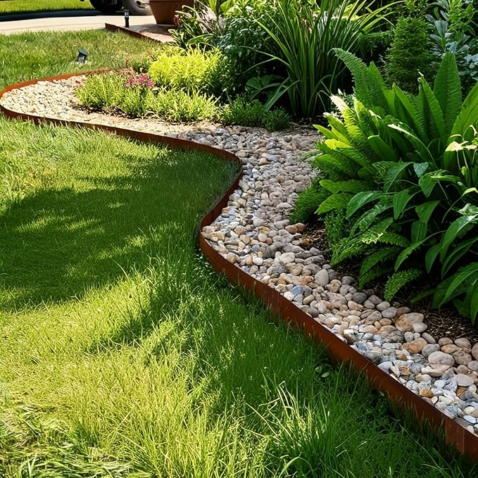 Corten Steel Edging Steel Landscape Edging Metal Garden Edging 8 Inch Metal Landscape Edging Landscaping Rusted 40 Inch Strips Patina 6 pcs Edge for Yard Lawn Outdoor by GZGNEEVL