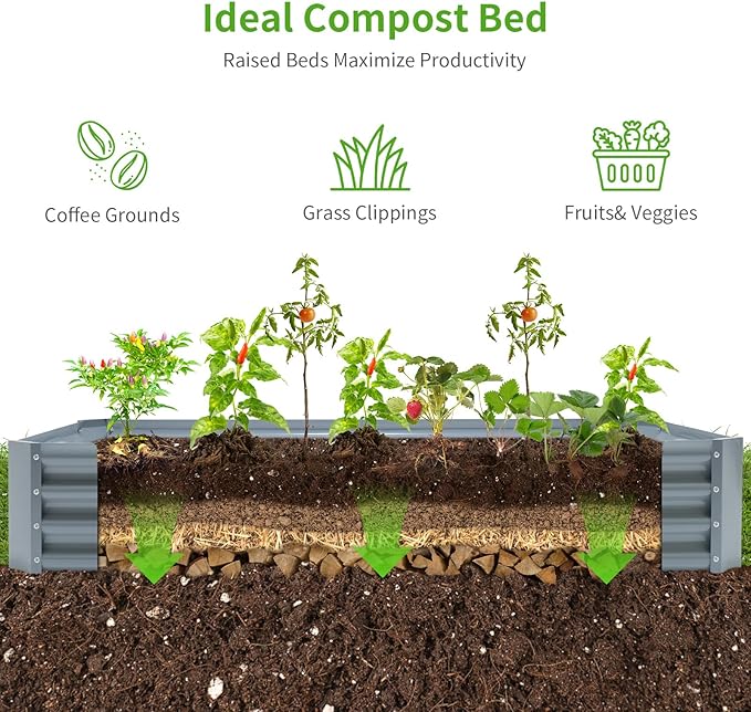 Land Guard 8×4×1ft Galvanized Raised Garden Bed Kit for Vegetables, Galvanized Large Metal Planter Raised Garden Boxes Outdoor(Modern Grey)……