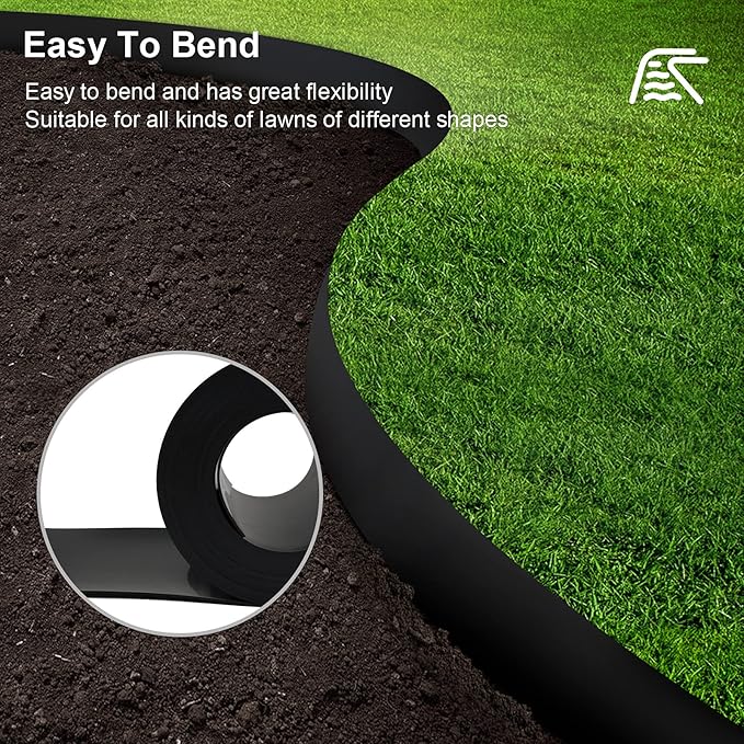12 Gauge 150 Feet Weed Barrier Landscape Edging 10 inch Depth Flexible Border Roll Lawn Landscape Garden Edging for Backyard Driveway Path Sidewalk